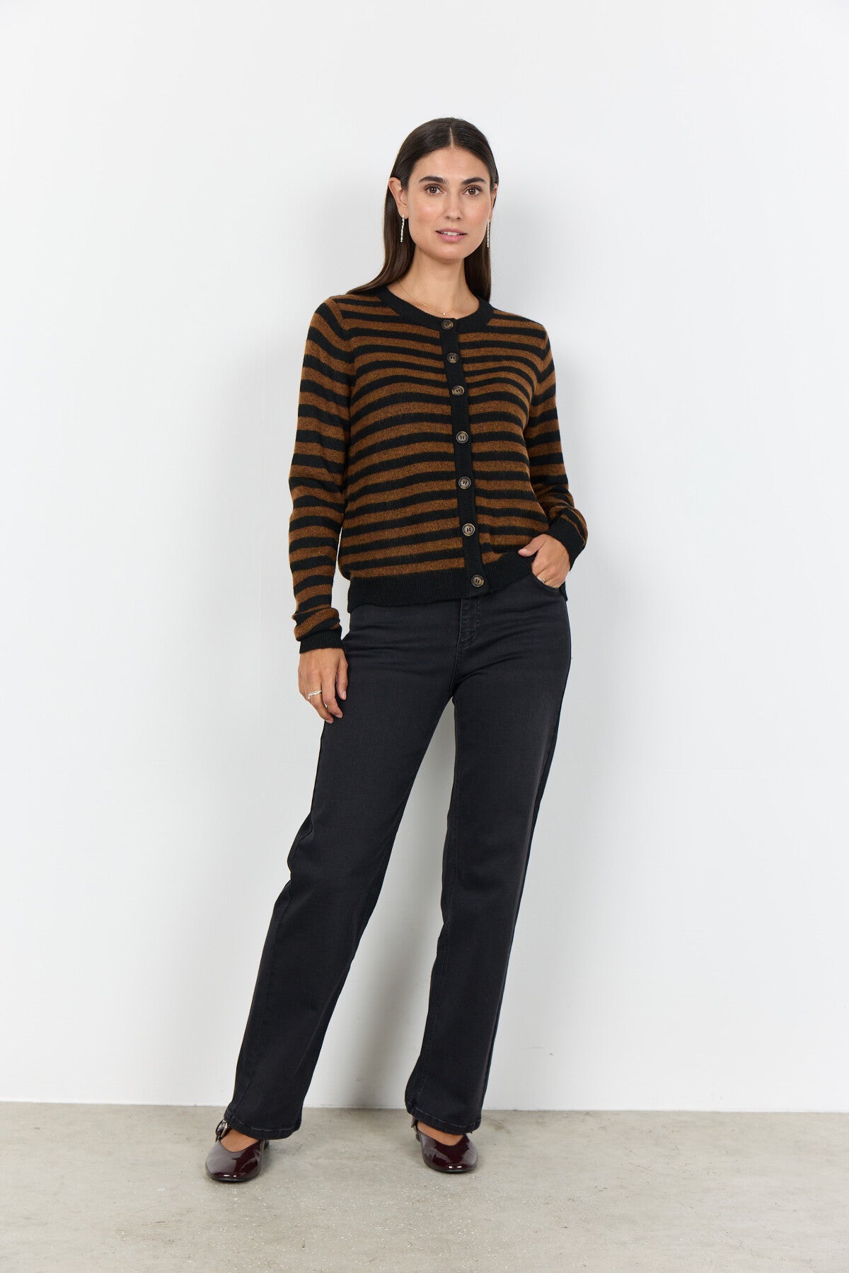 SC-ORLEAN STRIPE 13 Cardigan Schwarz