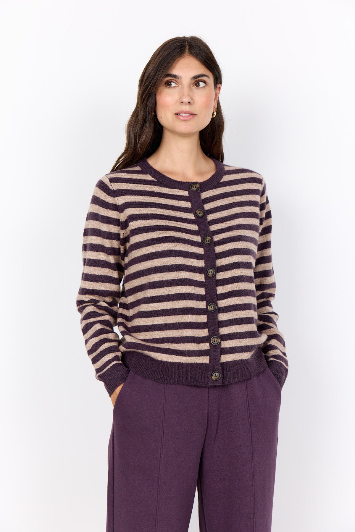 SC-ORLEAN STRIPE 13 Cardigan Violett